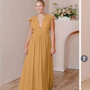 Revelry Cora chiffon bridesmaid dress in mustard size 8